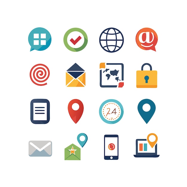 Colección de conjuntos de iconos de contacto para sitios web y aplicaciones móviles