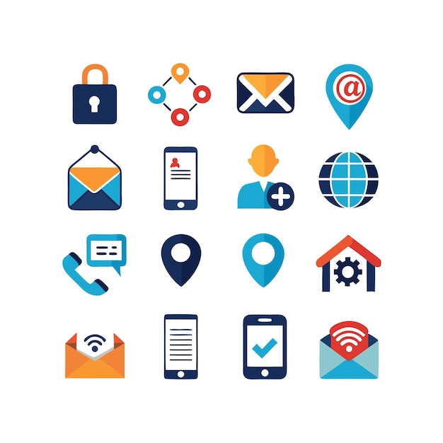 Colección de conjuntos de iconos de contacto para sitios web y aplicaciones móviles
