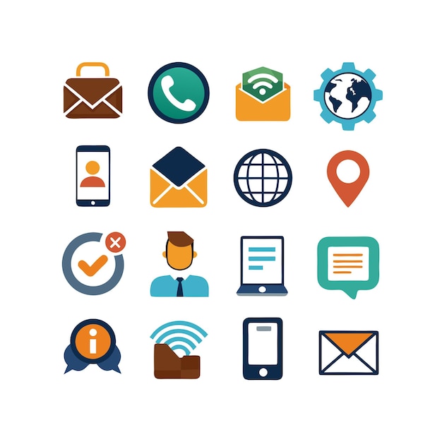 Colección de conjuntos de iconos de contacto para sitios web y aplicaciones móviles