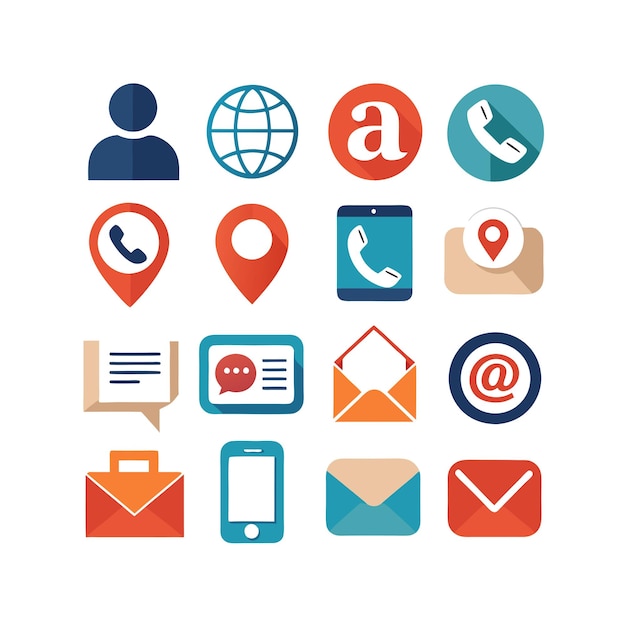 Colección de conjuntos de iconos de contacto para sitios web y aplicaciones móviles