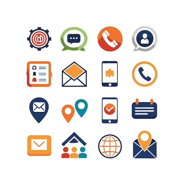 Colección de conjuntos de iconos de contacto para sitios web y aplicaciones móviles