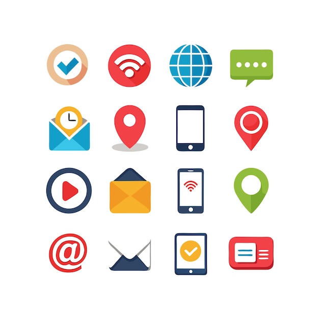 Colección de conjuntos de iconos de contacto para sitios web y aplicaciones móviles