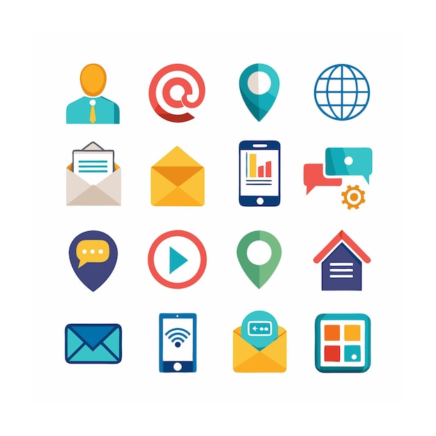 Colección de conjuntos de iconos de contacto para sitios web y aplicaciones móviles