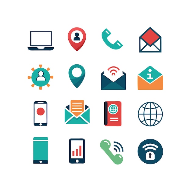 Colección de conjuntos de iconos de contacto para sitios web y aplicaciones móviles