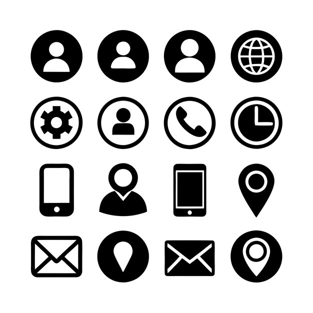Colección de conjuntos de iconos de contacto para sitios web y aplicaciones móviles