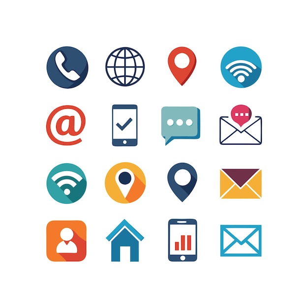 Colección de conjuntos de iconos de contacto para sitios web y aplicaciones móviles