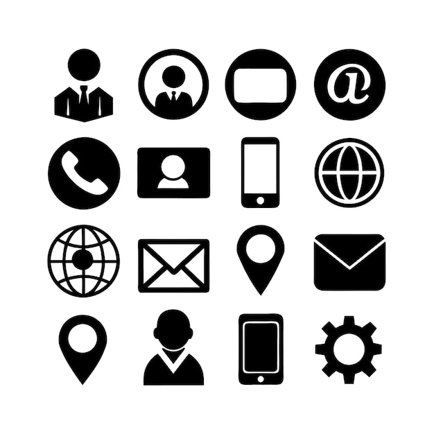 Colección de conjuntos de iconos de contacto para sitios web y aplicaciones móviles
