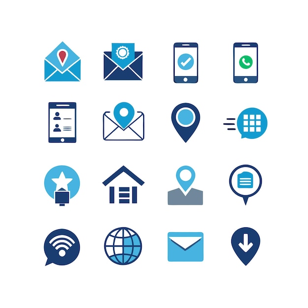 Colección de conjuntos de iconos de contacto para sitios web y aplicaciones móviles