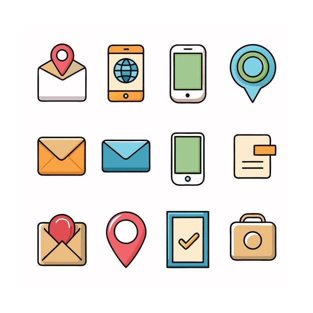 Colección de conjuntos de iconos de contacto para sitios web y aplicaciones móviles