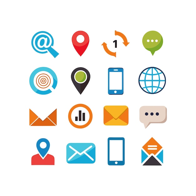 Colección de conjuntos de iconos de contacto para sitios web y aplicaciones móviles
