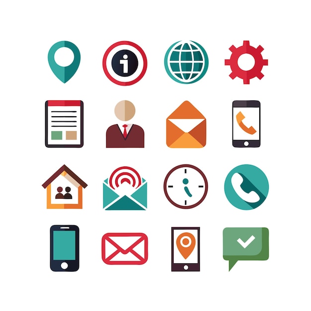 Colección de conjuntos de iconos de contacto para sitios web y aplicaciones móviles