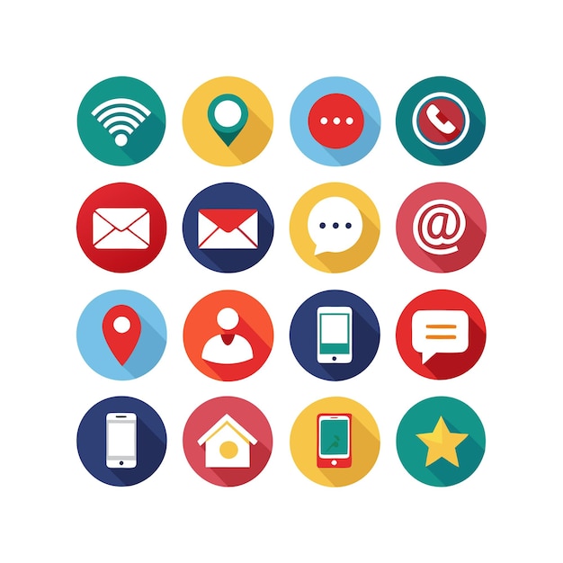 Colección de conjuntos de iconos de contacto para sitios web y aplicaciones móviles