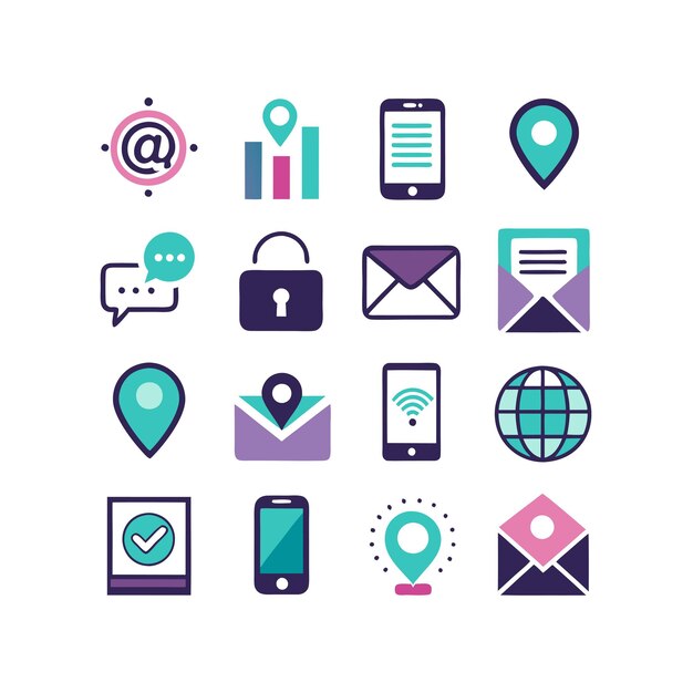 Colección de conjuntos de iconos de contacto para sitios web y aplicaciones móviles