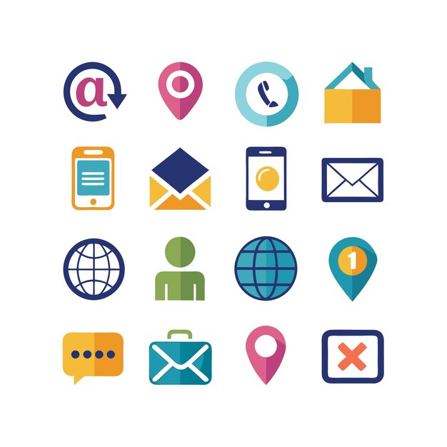 Colección de conjuntos de iconos de contacto para sitios web y aplicaciones móviles