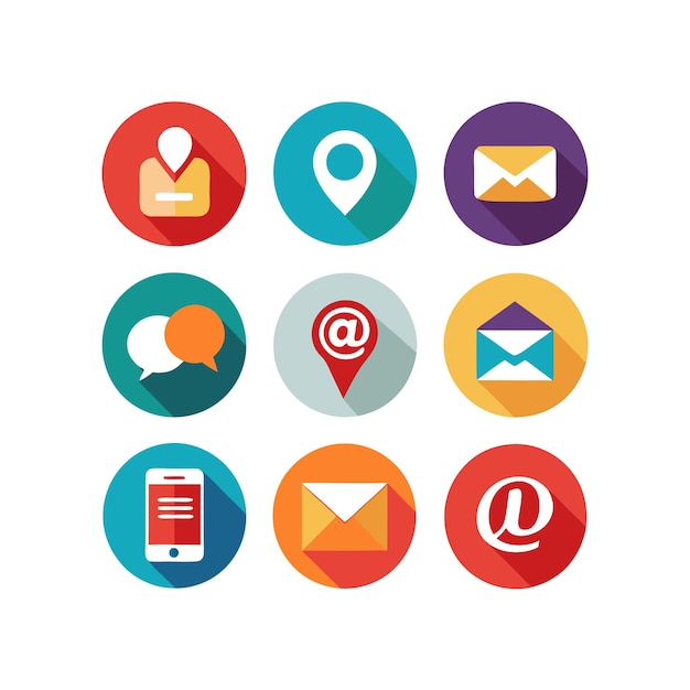 Colección de conjuntos de iconos de contacto para sitios web y aplicaciones móviles