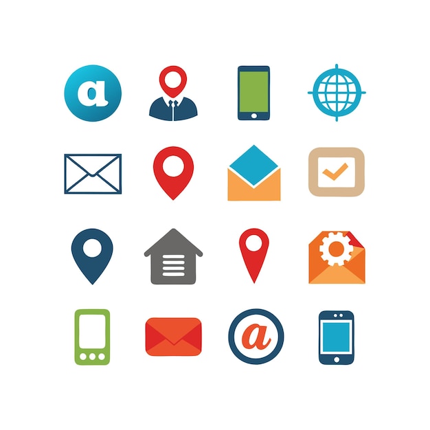 Colección de conjuntos de iconos de contacto para sitios web y aplicaciones móviles