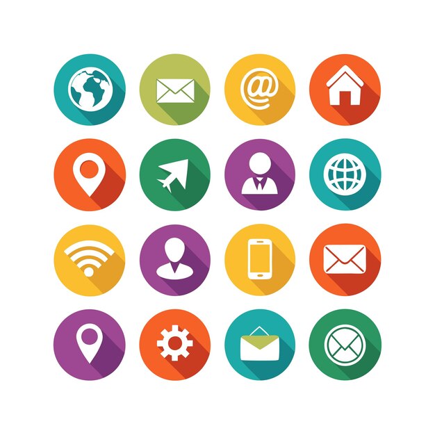 Colección de conjuntos de iconos de contacto para sitios web y aplicaciones móviles