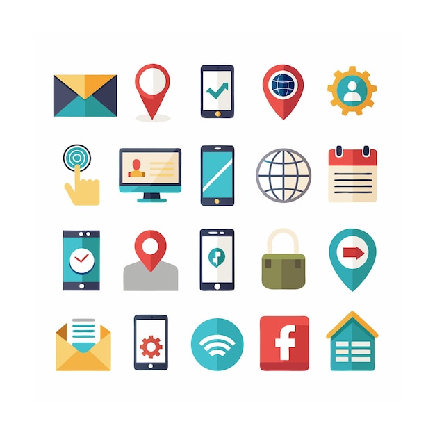 Colección de conjuntos de iconos de contacto para sitios web y aplicaciones móviles