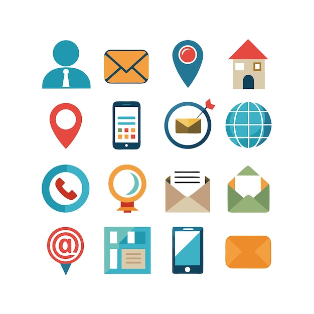 Colección de conjuntos de iconos de contacto para sitios web y aplicaciones móviles