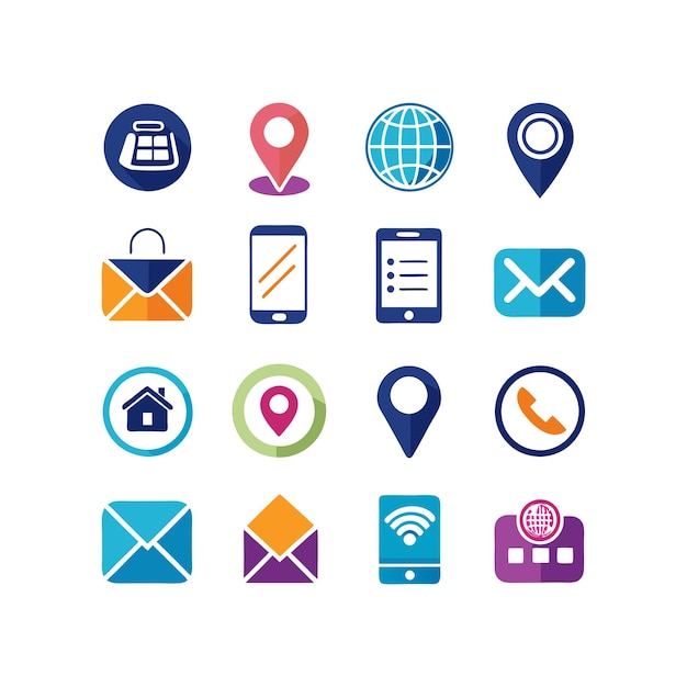 Colección de conjuntos de iconos de contacto para sitios web y aplicaciones móviles