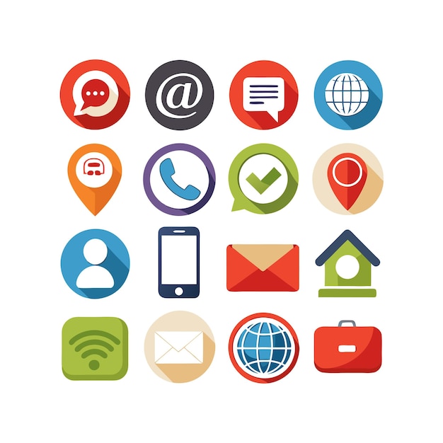 Colección de conjuntos de iconos de contacto para sitios web y aplicaciones móviles
