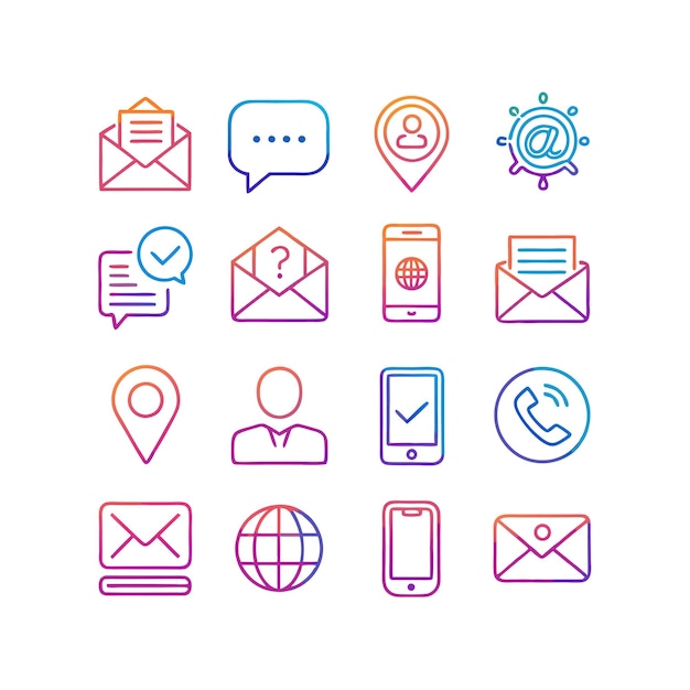 Colección de conjuntos de iconos de contacto para sitios web y aplicaciones móviles