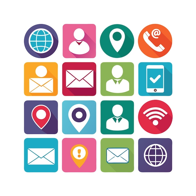 Colección de conjuntos de iconos de contacto para sitios web y aplicaciones móviles