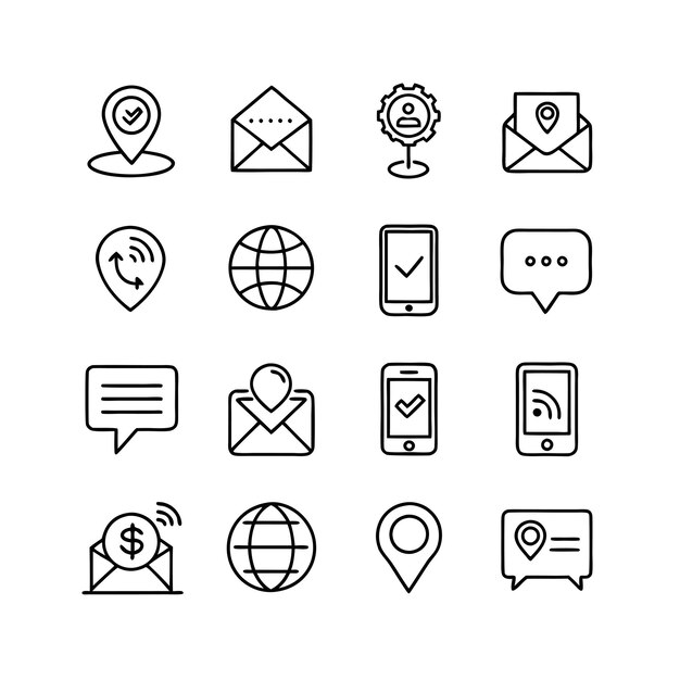 Colección de conjuntos de iconos de contacto para sitios web y aplicaciones móviles
