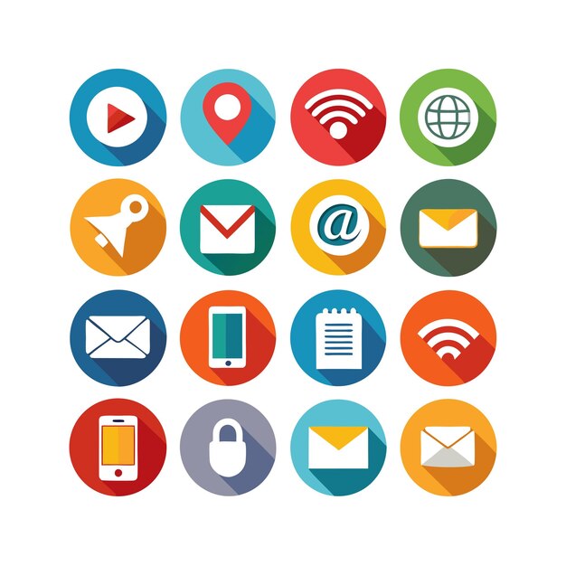 Colección de conjuntos de iconos de contacto para sitios web y aplicaciones móviles