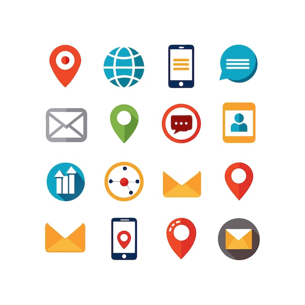 Colección de conjuntos de iconos de contacto para sitios web y aplicaciones móviles