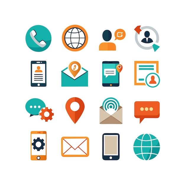 Colección de conjuntos de iconos de contacto para sitios web y aplicaciones móviles