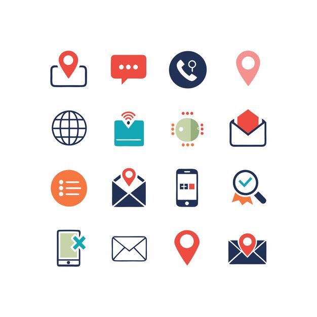 Colección de conjuntos de iconos de contacto para sitios web y aplicaciones móviles