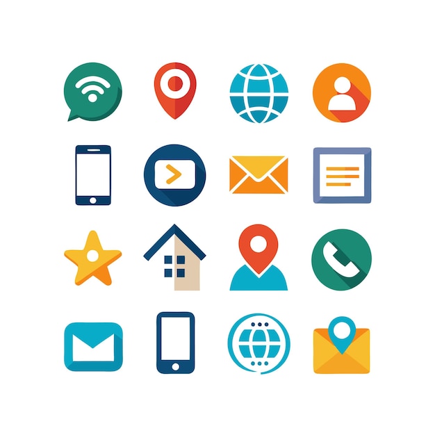 Colección de conjuntos de iconos de contacto para sitios web y aplicaciones móviles