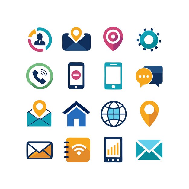 Colección de conjuntos de iconos de contacto para sitios web y aplicaciones móviles