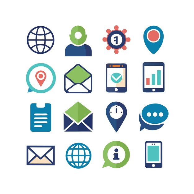 Colección de conjuntos de iconos de contacto para sitios web y aplicaciones móviles