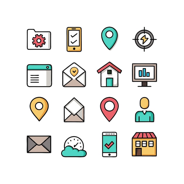 Colección de conjuntos de iconos de contacto para sitios web y aplicaciones móviles