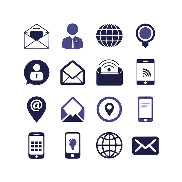 Colección de conjuntos de iconos de contacto para sitios web y aplicaciones móviles