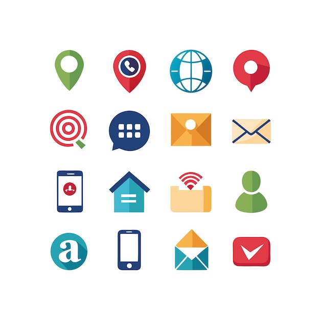 Colección de conjuntos de iconos de contacto para sitios web y aplicaciones móviles