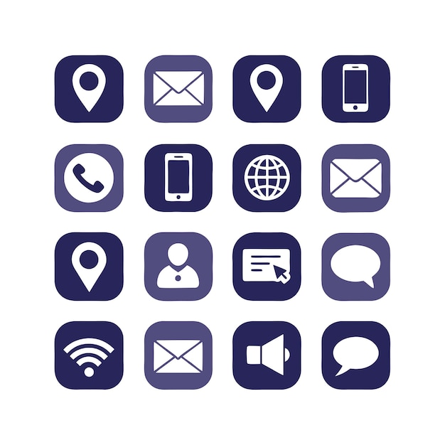 Colección de conjuntos de iconos de contacto para sitios web y aplicaciones móviles