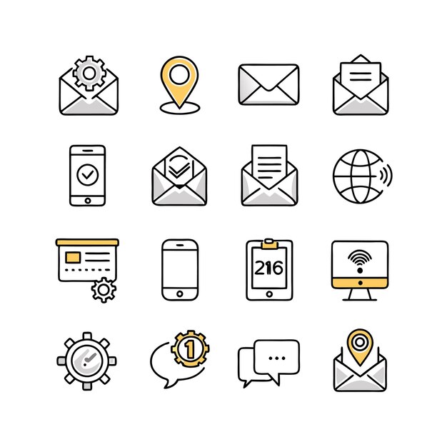 Colección de conjuntos de iconos de contacto para sitios web y aplicaciones móviles