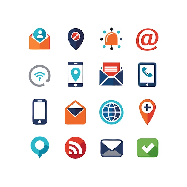 Colección de conjuntos de iconos de contacto para sitios web y aplicaciones móviles