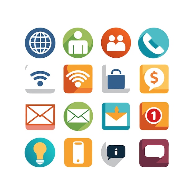 Colección de conjuntos de iconos de contacto para sitios web y aplicaciones móviles