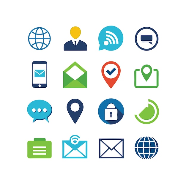 Colección de conjuntos de iconos de contacto para sitios web y aplicaciones móviles