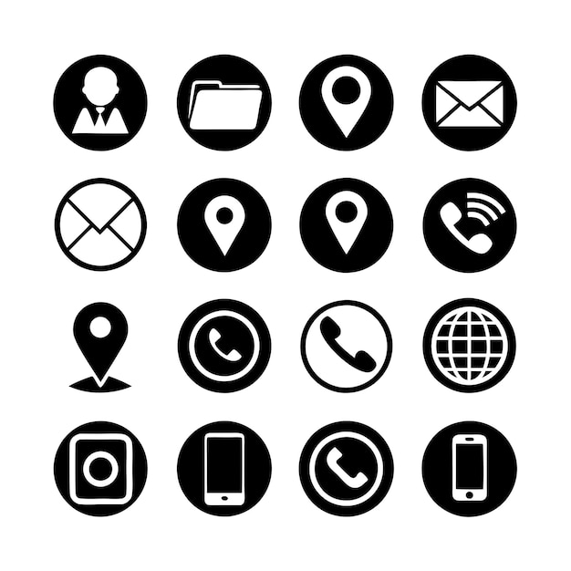 Colección de conjuntos de iconos de contacto para sitios web y aplicaciones móviles