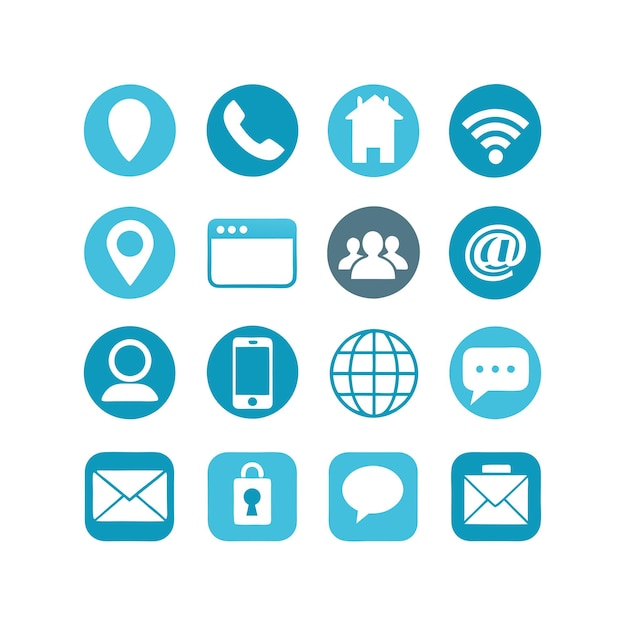 Colección de conjuntos de iconos de contacto para sitios web y aplicaciones móviles