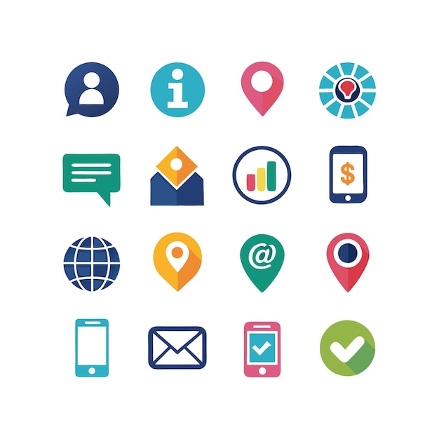 Colección de conjuntos de iconos de contacto para sitios web y aplicaciones móviles