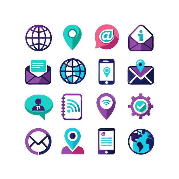 Colección de conjuntos de iconos de contacto para sitios web y aplicaciones móviles