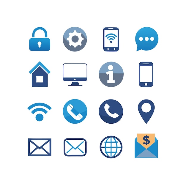 Colección de conjuntos de iconos de contacto para sitios web y aplicaciones móviles