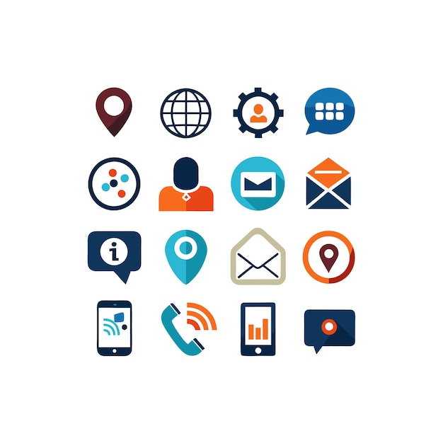 Colección de conjuntos de iconos de contacto para sitios web y aplicaciones móviles