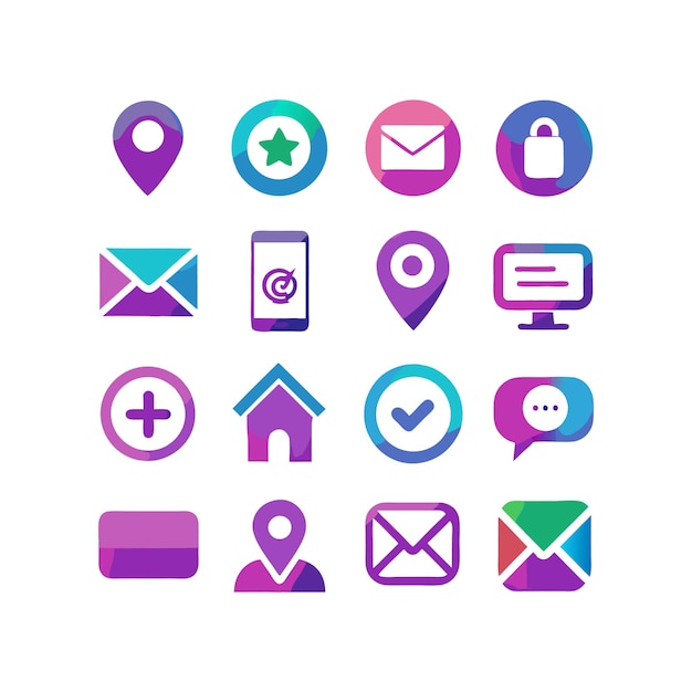 Colección de conjuntos de iconos de contacto para sitios web y aplicaciones móviles